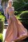 Juwel Ausschnitt Bodenlanges Sittsames Ballkleid mit Bordüre aus Chiffon - Bild 1