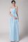 Chiffon Nackenband Enganliegendes Brautjungfernkleid mit Blume mit Reißverschluss - Bild 16
