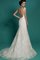 Meerjungfrau V-Ausschnitt Bodenlanges Brautkleid mit Knöpfen mit Applike - Bild 2