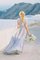 A-Line Kurze Ärmeln Bodenlanges Brautjungfernkleid mit Blume mit Knöpfen - Bild 2