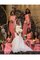 A-Line Ärmellos Chiffon Ein Schulter Brautjungfernkleid mit Bordüre - Bild 1