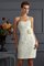 Reißverschluss Enganliegendes Ärmelloses Kurzes Brautmutterkleid mit Applike - Bild 3