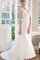 Ärmellos Bodenlanges Sittsames Brautkleid aus Spitze mit Applike - Bild 1