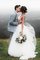 Normale Taille A-Line Ärmellos Prinzessin Nackenband Perfekt Brautkleid mit Bordüre - Bild 4