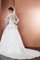 Normale Taille Satin Lange Ärmeln Reißverschluss Brautkleid mit V-Ausschnitt - Bild 2