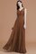 Normale Taille V-Ausschnitt Bodenlanges Brautjungfernkleid mit Bordüre aus Chiffon - Bild 10