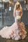 Ärmelloses Herrlich Organza Natürliche Taile Meerjungfrau Brautkleid mit Rüschen - Bild 1