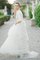 Spitze A-Line Plissiertes Brautkleid mit Reißverschluss mit Schaufel Ausschnitt - Bild 2