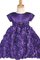 Kurze Ärmeln Schaufel-Ausschnitt Blumenmädchenkleid mit Schmetterlingsknoten mit Blume - Bild 2