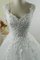 Herz-Ausschnitt Ausgezeichnet V-Ausschnitt Tüll Bodenlanges Brautkleid mit Applike - Bild 3