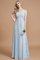 A-Line Prinzessin Chiffon Bodenlanges Brautjungfernkleid mit Reißverschluss - Bild 23