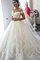 Ärmelloses Sweep Zug Ehrbar Schulterfreier Ausschnitt Brautkleid mit Bordüre aus Tüll - Bild 1