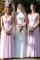 A-Linie Gerüschtes Reißverschluss Bodenlanges Brautjungfernkleid mit V-Ausschnitt - Bild 2