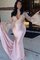 Hoher Kragen Seide wie Satin Kapelle Schleppe Exquisit Meerjungfrau Ballkleid mit Applike - Bild 1