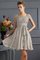 A-Linie Natürliche Taile Kurze Ärmeln Mini Brautjungfernkleid mit Bordüre - Bild 16