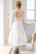 Langärmeliges Satin Einfaches Brautkleid aus Spitze mit Bootsförmiger Ausschnitt - Bild 2