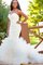 Ärmellos Meerjungfrau Normale Taille Single Brautkleid aus Organza mit Offenen Rücken - Bild 1