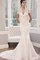 Meerjungfrau Spitze V-Ausschnitt Brautkleid mit Applike mit Kurzen Ärmeln - Bild 1