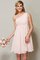 A-Linie Mini Knielanges Brautjungfernkleid mit Schleife aus Chiffon - Bild 1
