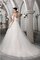 Reißverschluss Kapelle Schleppe Perlenbesetztes Brautkleid mit Feder ohne Ärmeln - Bild 2