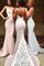 Sweep Zug Herz-Ausschnitt Ärmelloses Meerjungfrau Brautjungfernkleid mit Bordüre - Bild 1