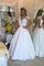 A-Line Kurze Ärmeln Bodenlanges Brautkleid mit Perlen mit Applike - Bild 2
