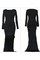 Kleid Schwarz Lange Ärmel Hoch niedrig Elegant Abend Club Kleider - Bild 4