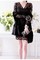 Schwarz Lange Ärmel V-Ausschnitt Spitze Knie Exquisit Lässige Kleidung Mantel über Sexy Stil Club Kleider - Bild 7