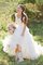 Klassisches V-Ausschnitt Kurze Ärmeln Brautkleid mit Bordüre mit Rüschen - Bild 1