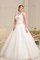 A-Line Bodenlanges Sittsames Brautkleid ohne Ärmeln mit Applike - Bild 1