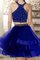 Energisch Prinzessin Organza A-Linie Natürliche Taile Mini Abiballkleid mit Nackenband - Bild 2