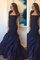 Ärmelloses Meerjungfrau Stil Bodenlanges Ballkleid mit Bordüre aus Taft - Bild 1