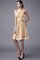 Enganliegendes Ärmelloses Mini Knielanges Brautjungfernkleid mit Plissierungen - Bild 11