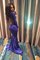 Seide wie Satin Meerjungfrau Stil Sweep Train Langärmeliges Abendkleid mit Applike - Bild 2