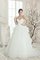A-Line Gericht Schleppe Bodenlanges Brautkleid mit Perlen mit Natürlicher Taille - Bild 1