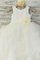 Organza Schaufel-Ausschnitt Bodenlanges Blumenmädchenkleid ohne Ärmeln mit Blume - Bild 2