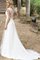 V-Ausschnitt Kurze Ärmeln Luxus Brautkleid mit Bordüre mit Schleife - Bild 2