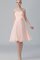 A-Line Plissiertes Mini Brautjungfernkleid aus Chiffon mit Herz-Ausschnitt - Bild 1