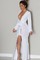 Kleid V-Ausschnitt Vorderseite Weiß Jersey Maxi Club Kleider - Bild 1
