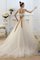 Ärmelloses Bodenlanges Sittsames Brautkleid aus Tüll mit Applikation - Bild 2