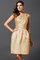 Bateau Ausschnitt Normale Taille A-Linie Prinzessin Mini Brautjungfernkleid - Bild 7