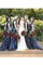 A-Line Herz-Ausschnitt Gerüschtes Bodenlanges Brautjungfernkleid mit Pailletten - Bild 1