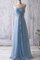 Drapiertes Chiffon Bodenlanges Modern Brautjungfernkleid mit Reißverschluss - Bild 1