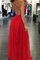 Prinzessin Chiffon Normale Taille Bodenlanges Ballkleid mit Spaghettiträger - Bild 3