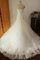 Meerjungfrau Schlüsselloch Rücken Sittsames Brautkleid mit Bordüre mit Applike - Bild 2