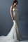 Meerjungfrau Stil Perlenbesetztes Reißverschluss Ärmellos Brautkleid aus Spitze - Bild 2