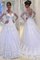 A-Line V-Ausschnitt Langärmeliges Prinzessin Brautkleid mit Gericht Schleppe - Bild 1