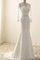Meerjungfrau Satin V-Ausschnitt Brautkleid aus Spitze mit Applike - Bild 2