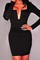 Kleid Bodycon Lange Ärmel Polyester Schwarz Elasthan Schick Club Kleider - Bild 3