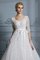 Duchesse-Linie Natürliche Taile V-Ausschnitt Niedlich Brautkleid mit Bordüre aus Tüll - Bild 7